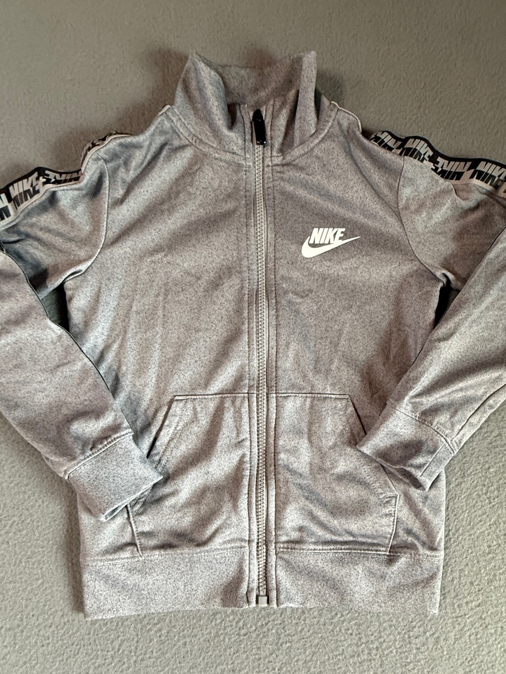 Nike Kids Light Grey Full-Zip Track Jacket with Logo Tape